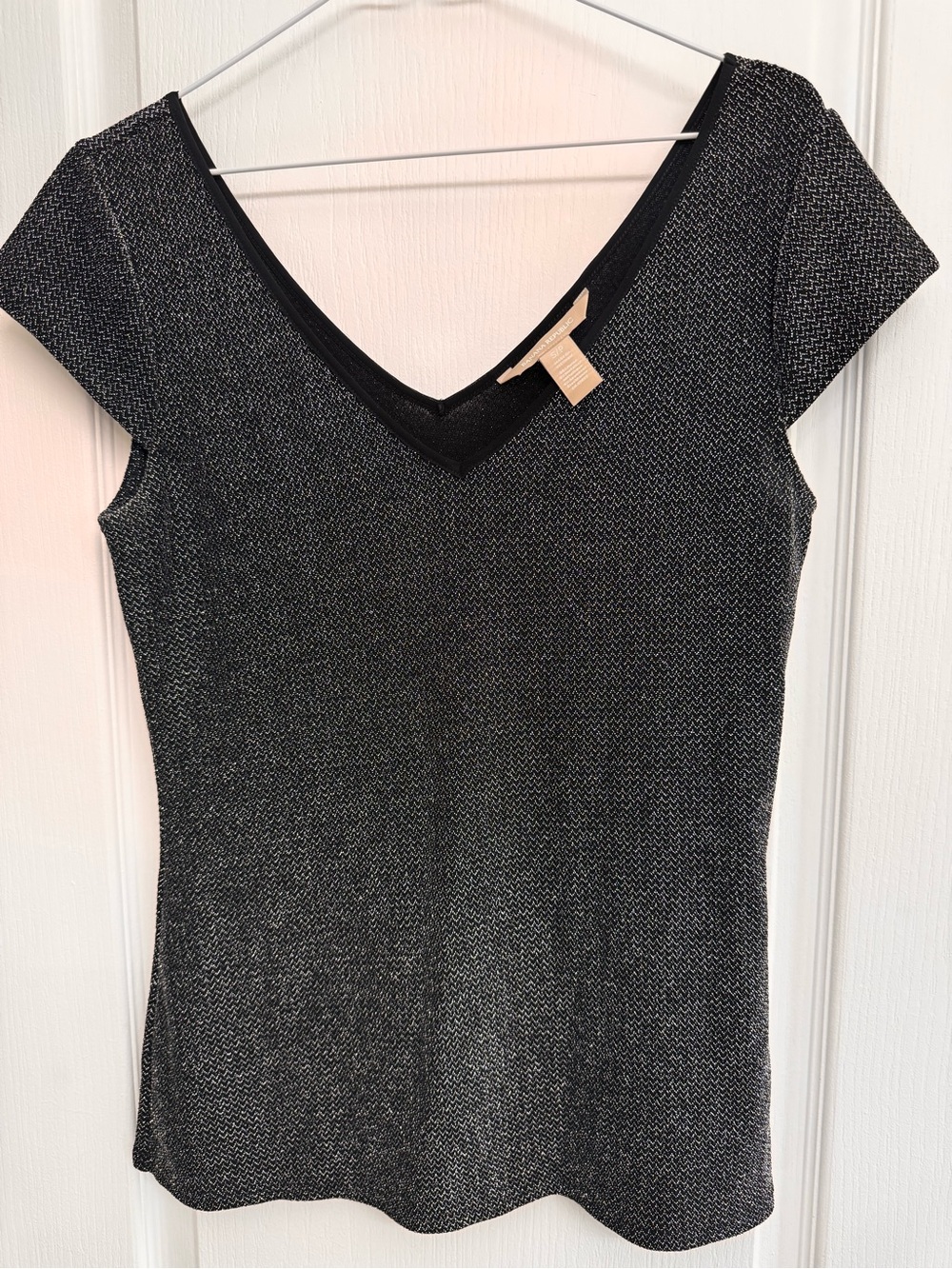 Banana Republic Black Top with Silver Threading Size S EUC